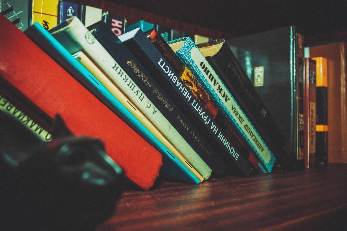 A shelf of books.