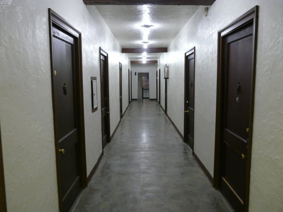 corridor with doors on either side