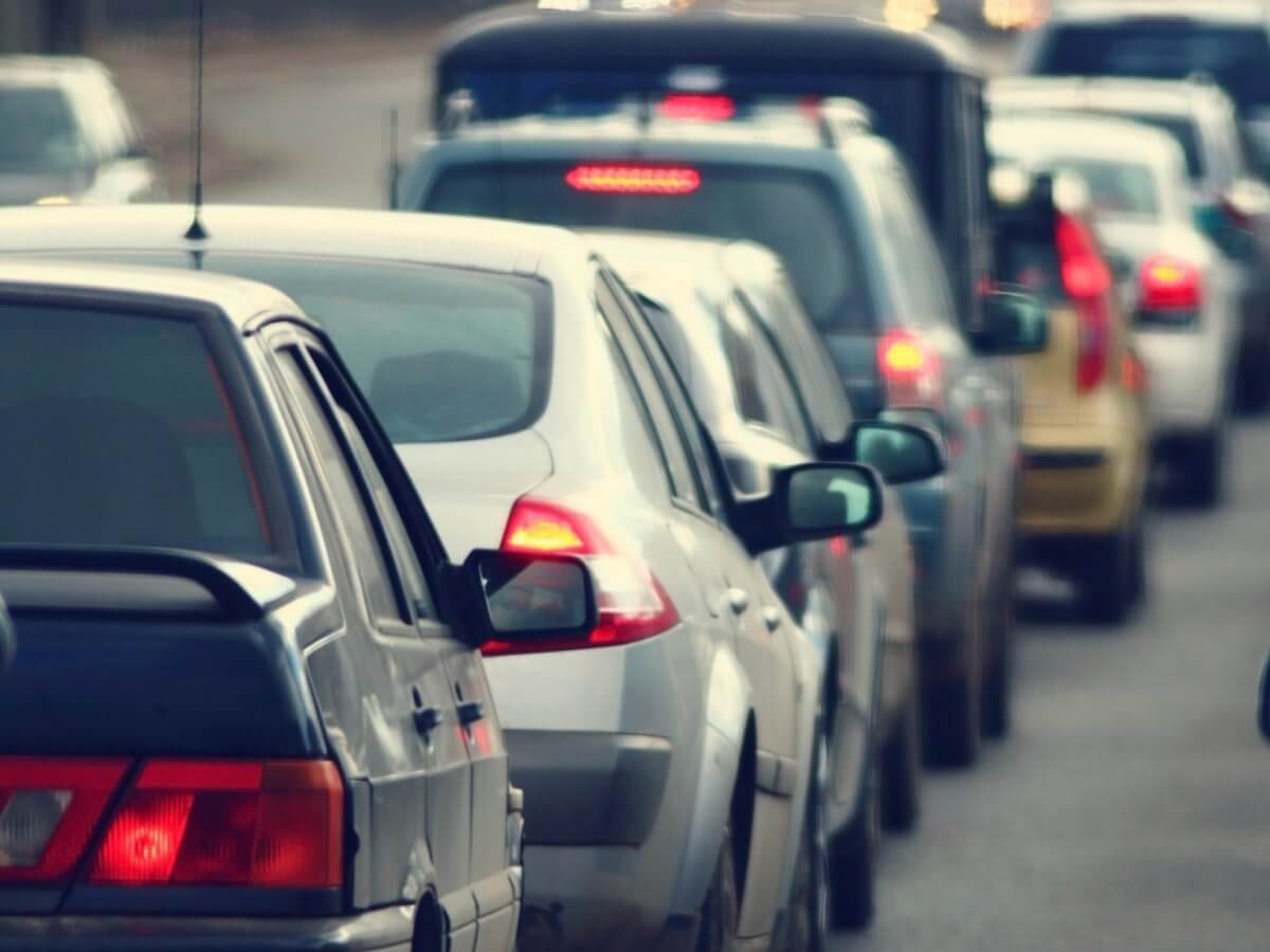 line of cars in traffic