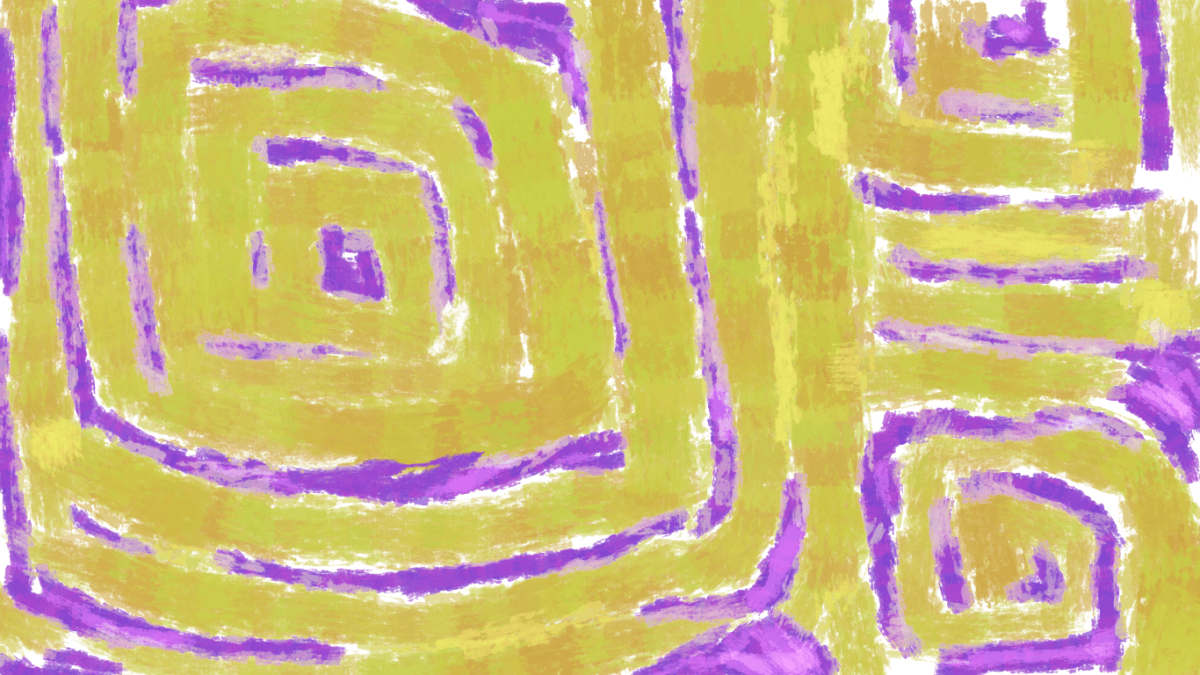 Abstract concentric squares in yellow and purple