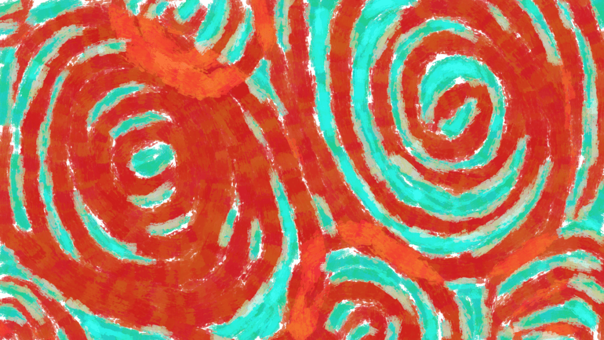 Abstract pattern made of green and red swirls