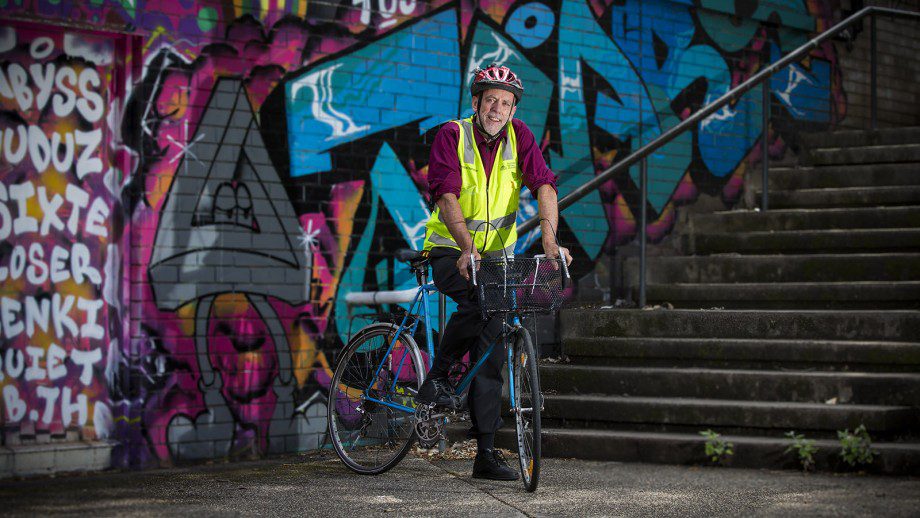 Richard Baker on bike