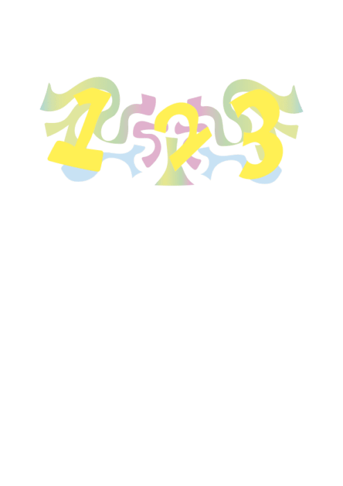 A colourful illustration of yellow numbers 1, 2 and 3 with pink green and blue swirls behind them
