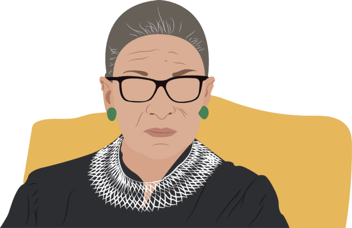 An illustration of Ruth Bader Ginsberg.