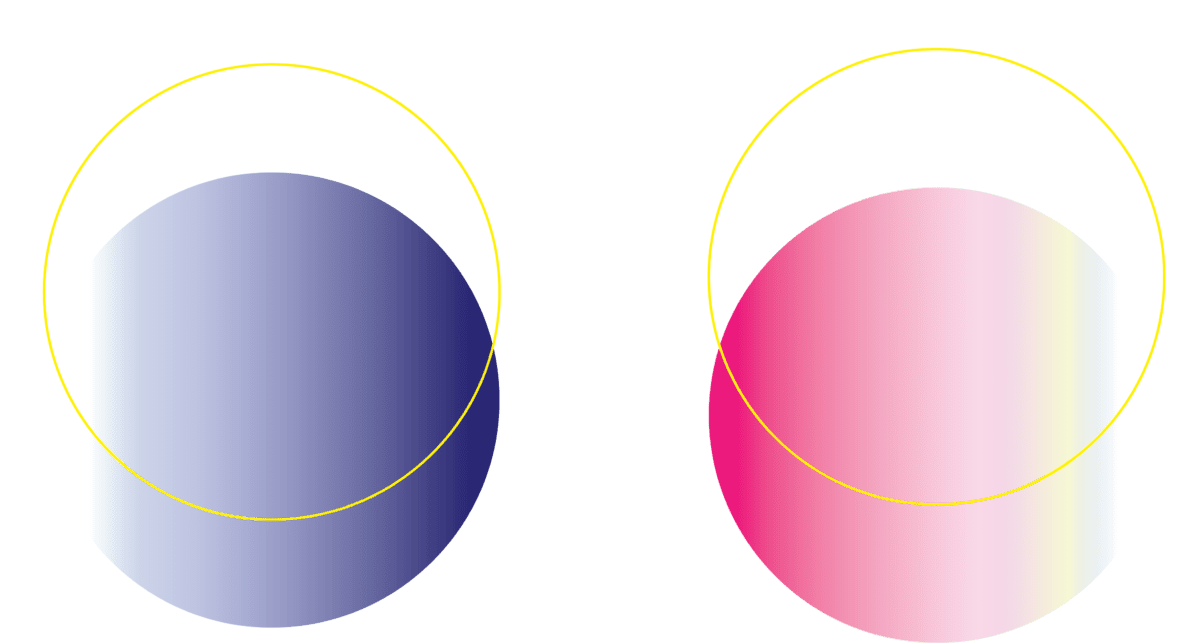 An illustration of pink and blue circles by Maddy Brown